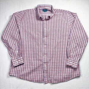 Castaway Nantucket Island Button Down Shirt L/S Seersucker Red Blue Check XXL